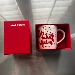 Starbucks Red and White “Oh what fun” Holiday Espresso Mug 2014